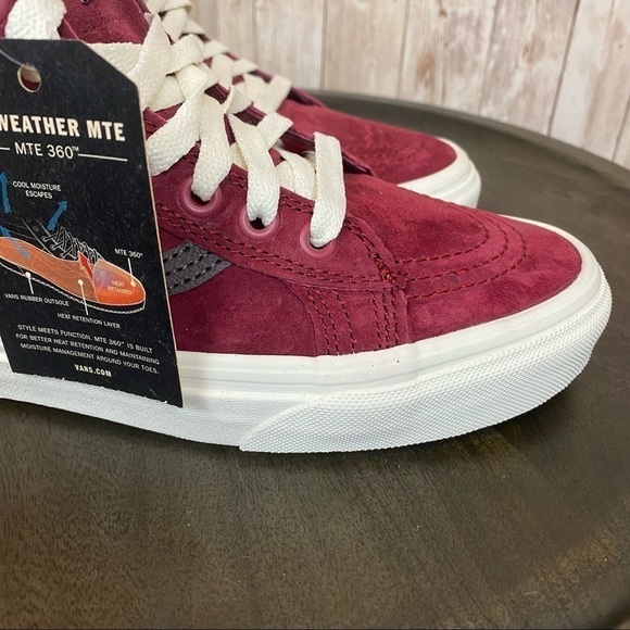 Vans Sk8-Hi Mte Suede Leather Sneakers Biking Red Chocolate Torte Size 7.5 - Picture 11 of 14